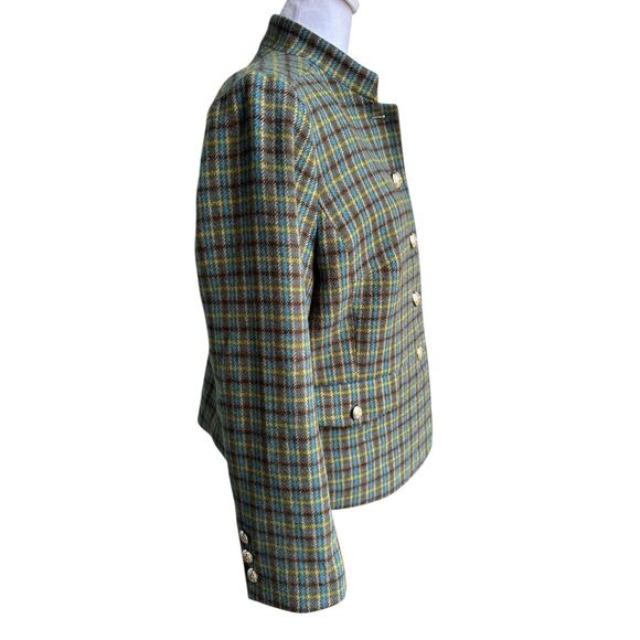 Talbots Shetland Officer Jacket Blazer Women’s 16 Petite Apple Plaid Wool Blend - Picture 3 of 11